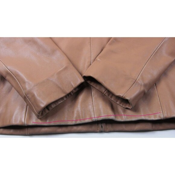 Juliet Michelle Women's Soft Lamb Skin L Brown Mustard Leather Zip up Jacket Coa - Picture 6 of 12